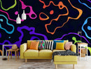 Colorful Abstract Fluid Lines Wallpaper. Peel and Stick Wall Mural.