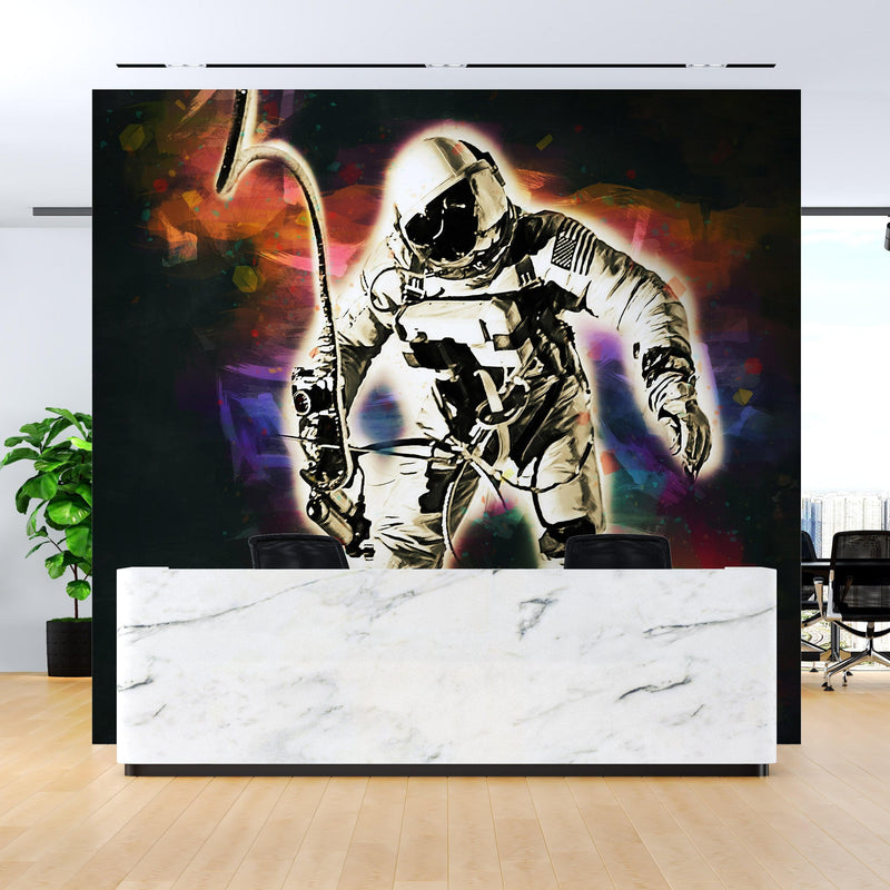 Astronaut Flowing in Space Wall Mural. NASA photo of Astronaut Edward H. White II in space. Peel and Stick Wallpaper.