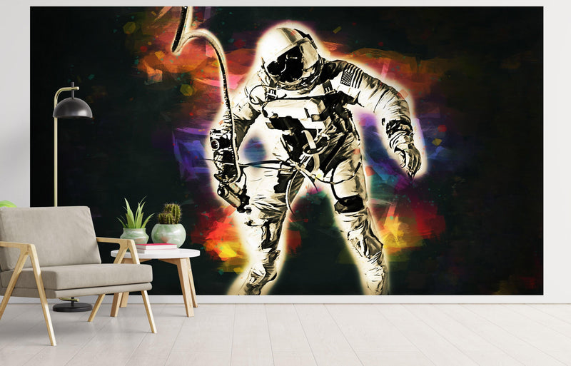 Astronaut Flowing in Space Wall Mural. NASA photo of Astronaut Edward H. White II in space. Peel and Stick Wallpaper.