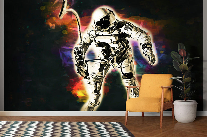 Astronaut Flowing in Space Wall Mural. NASA photo of Astronaut Edward H. White II in space. Peel and Stick Wallpaper.