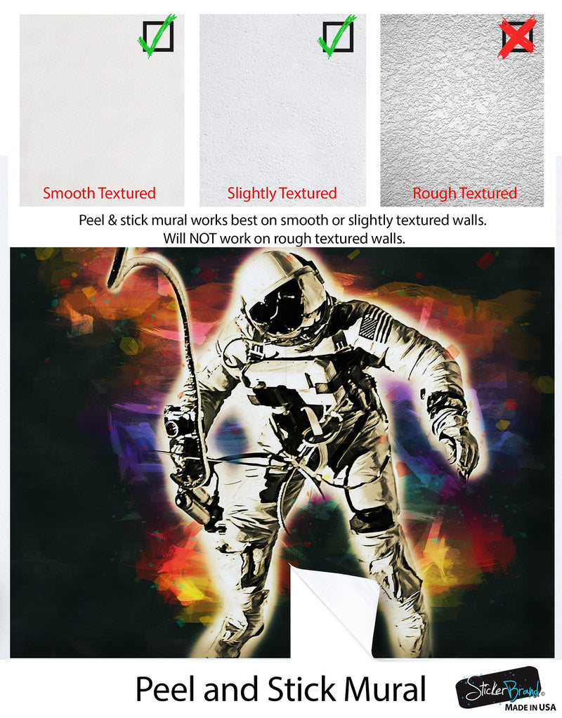 Astronaut Flowing in Space Wall Mural. NASA photo of Astronaut Edward H. White II in space. Peel and Stick Wallpaper.