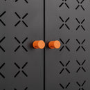 Grid Double Door Shoe Cabinet With Adjustable Compartments And Moisture-Proof Design In Metal