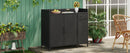 K&K 47.5"W Wicker Outdoor Storage Cabinet with Tempered Glass Top by HouseOfZazla
