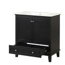30" Bathroom Vanity With Sink Combo, Multi Functional Bathroom Cabinet With Doors And Drawer - Black by HouseOfZazla