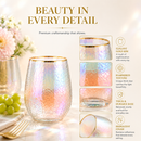 Festive Lustered Iridescent Stemless Wine - Set of 4