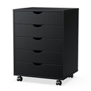 5 Drawer Chest - Storage Cabinets Dressers Wood Dresser Cabinet with Wheels Mobile Organizer Drawers for Office
