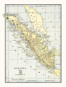 Vintage Map of Sumatra, Indonesia 1901