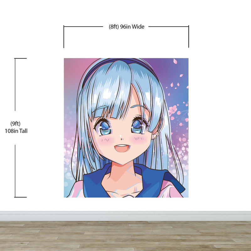 Cute Girl Anime Wall Mural. Japanese Style Animation Design.