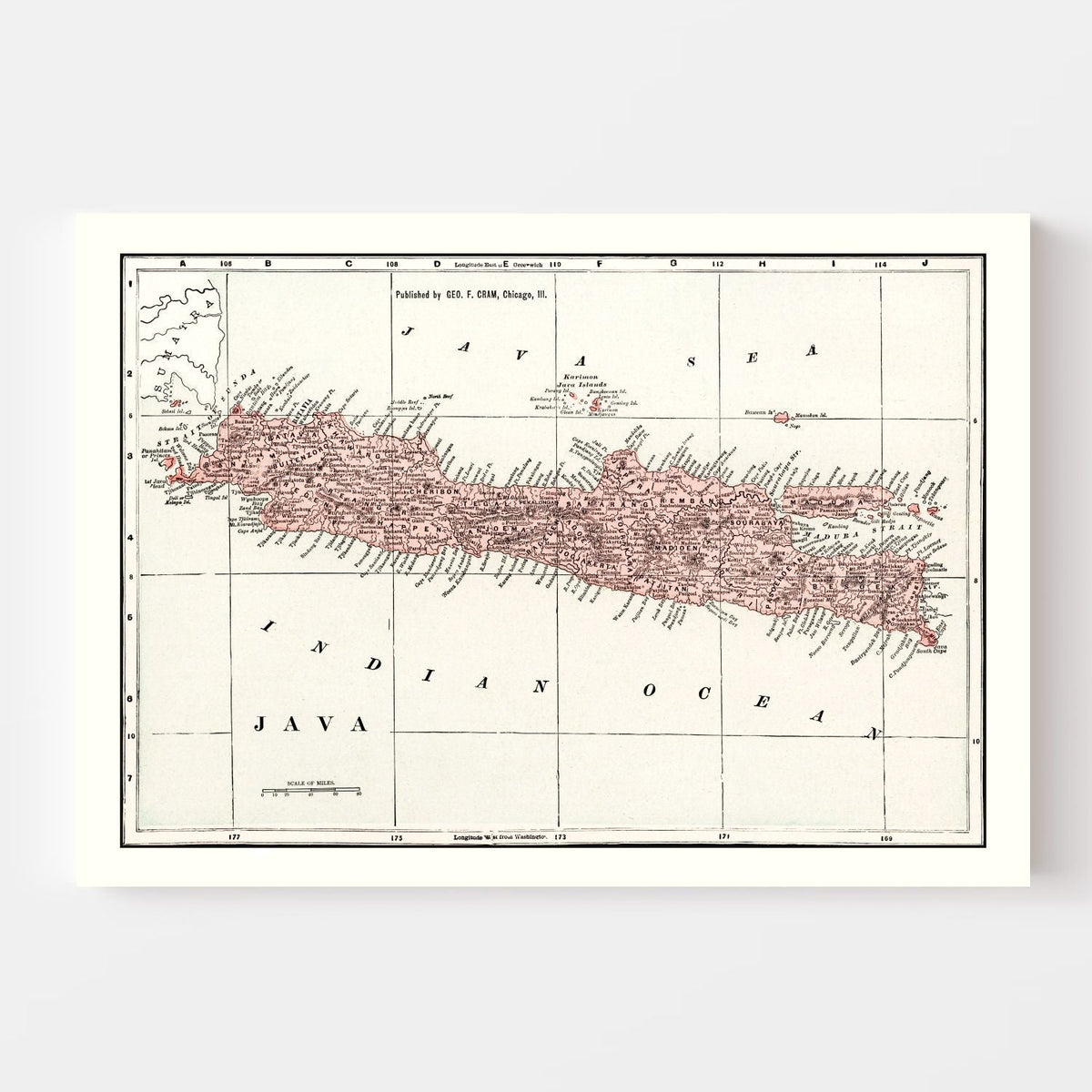 Vintage Map of Java, Indonesia 1901, photo 4 of 5