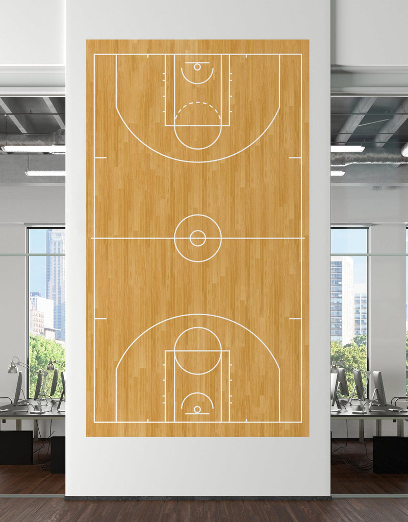 Basketball Court Hardwood Pattern Wall Mural.