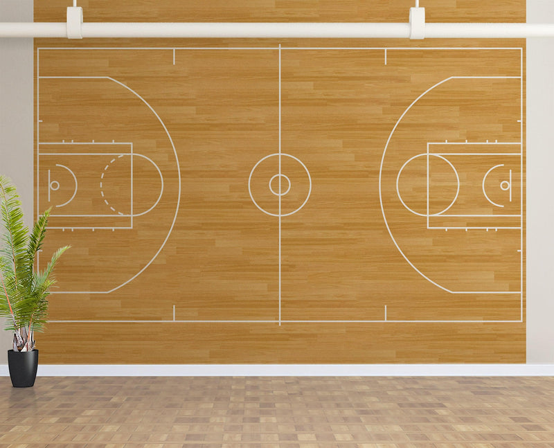 Basketball Court Hardwood Pattern Wall Mural.