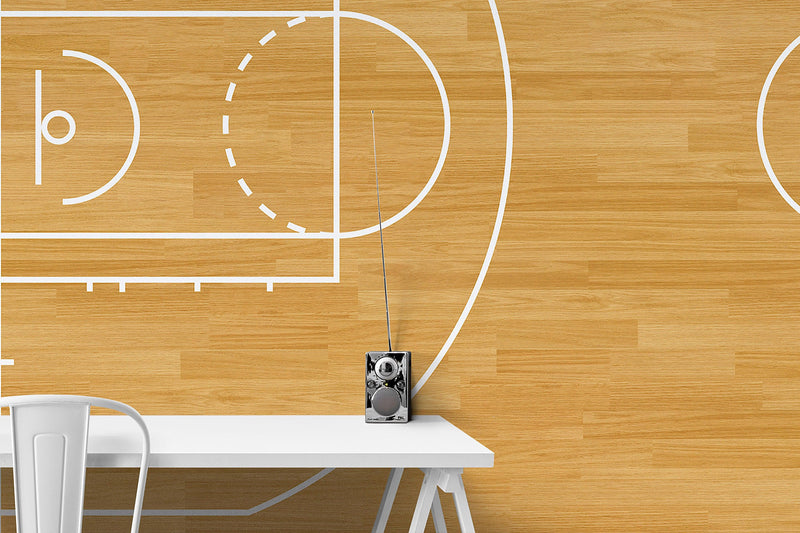 Basketball Court Hardwood Pattern Wall Mural.