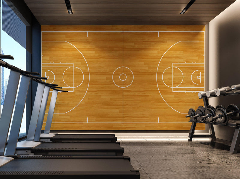 Basketball Court Hardwood Pattern Wall Mural.