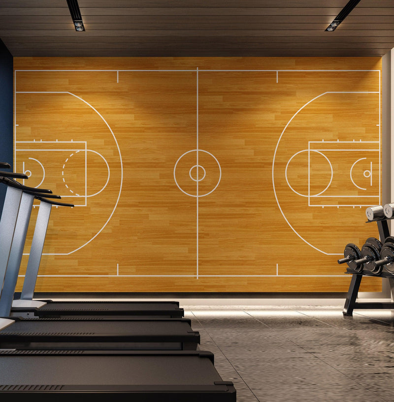 Basketball Court Hardwood Pattern Wall Mural.