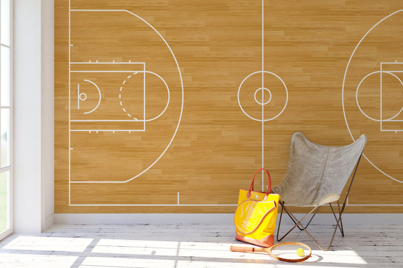 Basketball Court Hardwood Pattern Wall Mural.