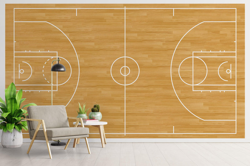 Basketball Court Hardwood Pattern Wall Mural.