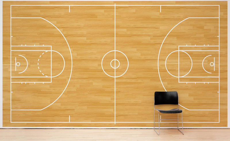 Basketball Court Hardwood Pattern Wall Mural.