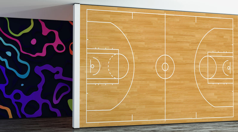 Basketball Court Hardwood Pattern Wall Mural.