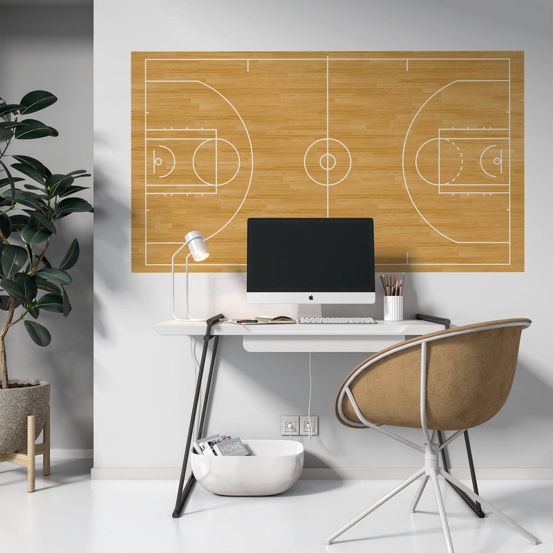 Basketball Court Hardwood Pattern Wall Mural.