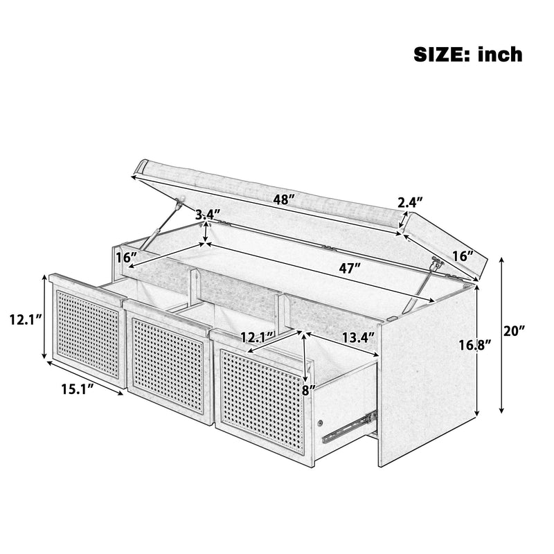 TREXM 48" Entryway Shoe Bench, photo 9 of 10