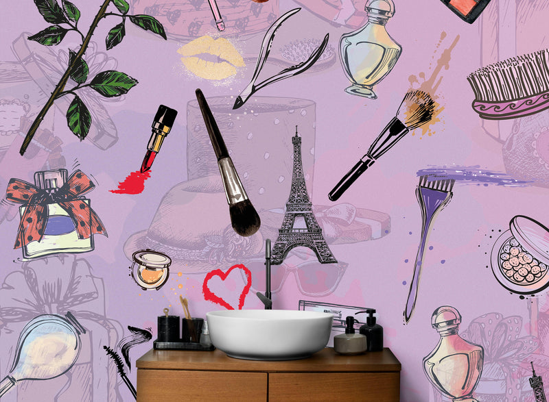 Fashionable Makeup Cosmetic Beauty Room Decor Wall Mural.