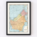 Vintage Map of Borneo, East Indies 1901