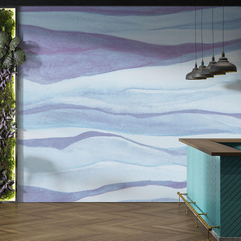 Abstract Pastel Blue Marble Granite Slate Peel and Stick Mural.