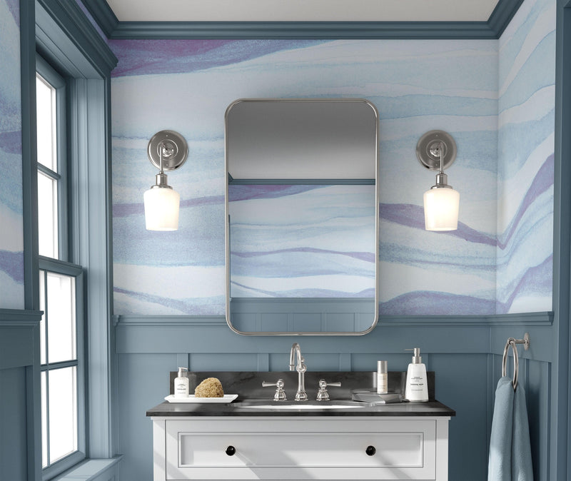 Abstract Pastel Blue Marble Granite Slate Peel and Stick Mural.