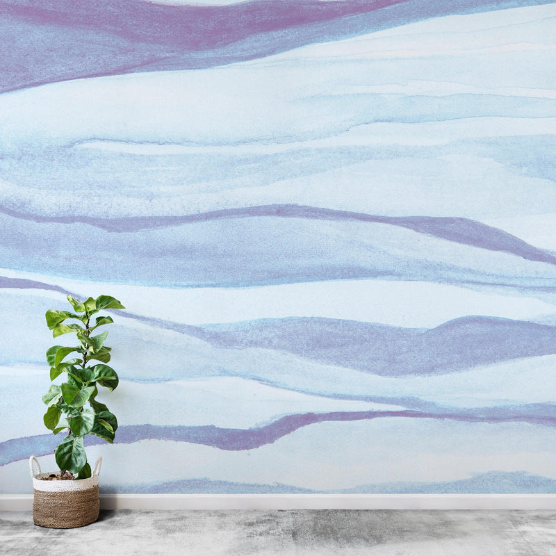 Abstract Pastel Blue Marble Granite Slate Peel and Stick Mural.