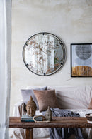 Theodor - Mirror With Industrial Design Round Mirror With Metal Frame For Wall Decor & Entryway Console Lean Against Wall - Black by HouseOfZazla