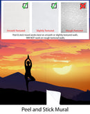 Yoga Meditating On Top of Mountain View Wall Mural. Calm Sunrise Design Peel and Stick Wallpaper.