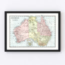 Vintage Map of Australia 1901