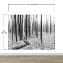 Black and White Forest Landscape Wall Mural. Peel and Stick Wallpaper.