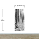 Black and White Forest Landscape Wall Mural. Peel and Stick Wallpaper.