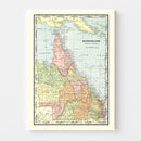 Vintage Map of Queensland, Australia 1901