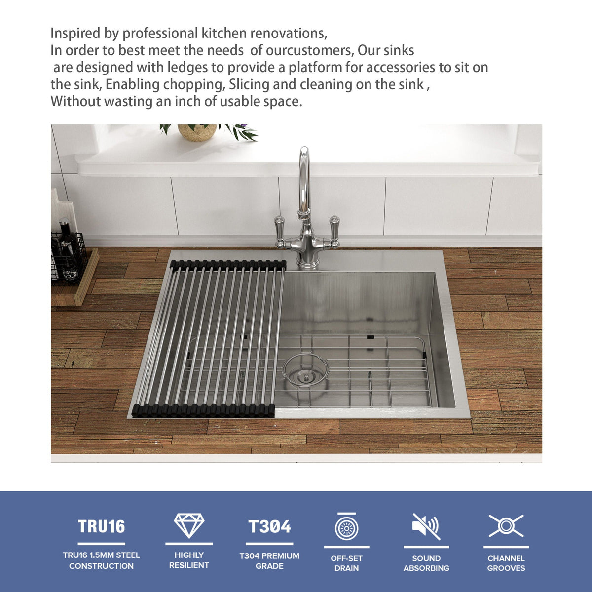 Stainless Steel Drop In Kitchen Sink, Topmount, photo 18 of 40