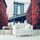New York City Wall Mural Peel and Stick Wallpaper. Vintage Dumbo NYC. Brooklyn NY Landscape Wallpaper.
