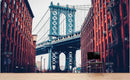 New York City Wall Mural Peel and Stick Wallpaper. Vintage Dumbo NYC. Brooklyn NY Landscape Wallpaper.