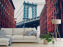 New York City Wall Mural Peel and Stick Wallpaper. Vintage Dumbo NYC. Brooklyn NY Landscape Wallpaper.