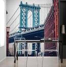 New York City Wall Mural Peel and Stick Wallpaper. Vintage Dumbo NYC. Brooklyn NY Landscape Wallpaper.