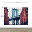 New York City Wall Mural Peel and Stick Wallpaper. Vintage Dumbo NYC. Brooklyn NY Landscape Wallpaper.