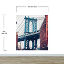 New York City Wall Mural Peel and Stick Wallpaper. Vintage Dumbo NYC. Brooklyn NY Landscape Wallpaper.