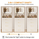Compact 3 In 1 Vanity Desk With Open Top Mirror, Glass Desktop, 5 Height - White by HouseOfZazla