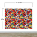 Colorful Blooming Flower Wall Mural. Tropical Floral Design Pattern Peel and Stick Wallpaper.