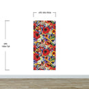 Colorful Blooming Flower Wall Mural. Tropical Floral Design Pattern Peel and Stick Wallpaper.