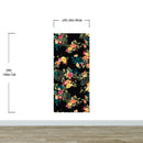 Tropical Flower Wall Mural. Paradise Botanical Flowers and Leave Black Background.