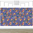 Tropical Flower Wall Mural. Paradise Botanical Flowers and Leave Purple Very Peri Color Background.