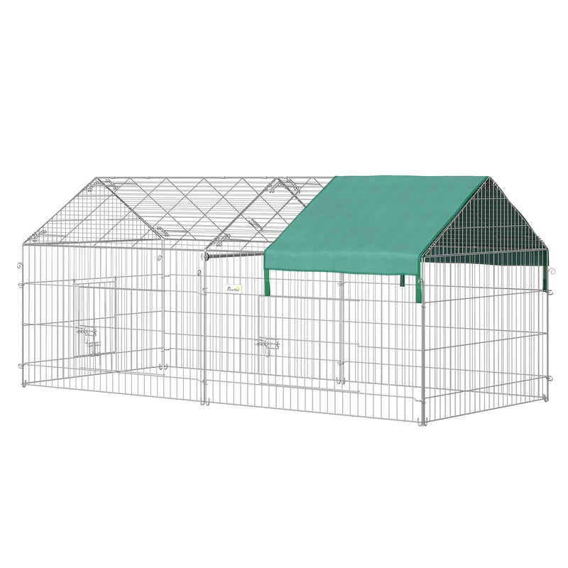 87" Small Animal Playpen, Pet Playpen Yard Fence for Rabbits, Chicken, Chinchillas with Roof for Indoor & Outdoor, Green