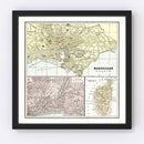 Vintage Map of Marseille, France 1901