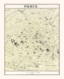 Vintage Map of Paris, France 1901